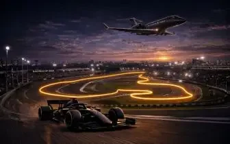 Formula 1 grand prix travel — private jet cabin with leather seats and panoramic windows