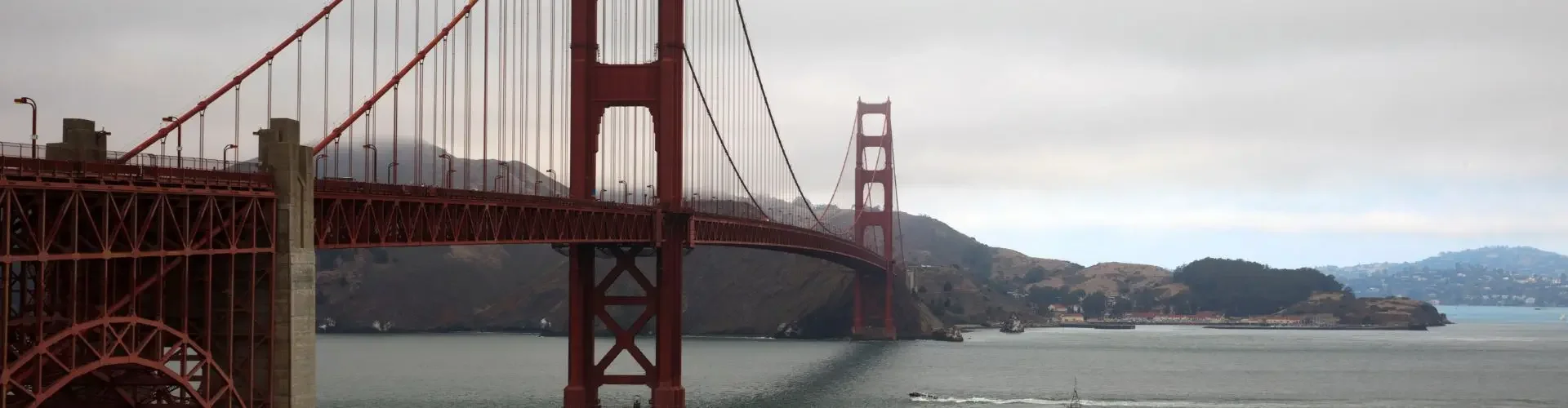 How Much Does a Private Jet Cost in the U.S.? Golden Gate Bridge spanning San Francisco Bay with mountains in background under overcast sky