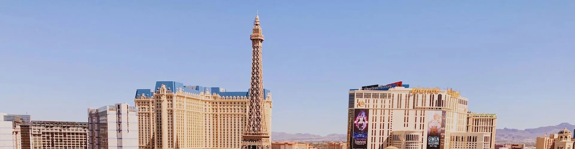 Las Vegas Strip skyline with iconic hotels and Bellagio fountains for luxury private jet travel