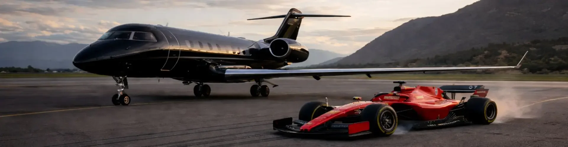 Formula 1 Travel by Private Jet Private jet cabin with panoramic windows during a formula 1 grand prix travel charter