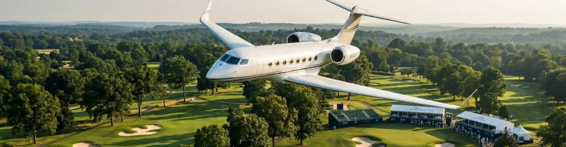 Private jet cabin with panoramic windows during a pga championship philadelphia 2026 charter flight