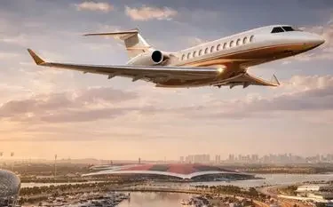 Private Jet to the Abu Dhabi Grand Prix (2026) Private jet cabin with panoramic windows during a abu dhabi grand prix 2026 charter