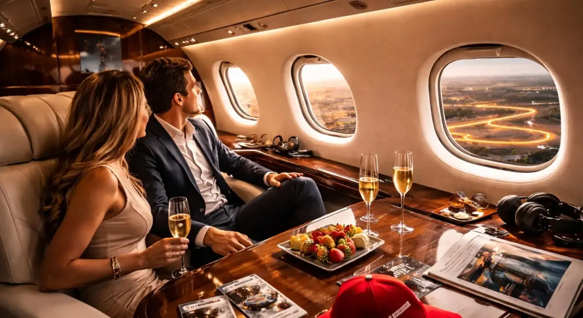 Private jet cockpit and instrument panel during a formula 1 grand prix travel charter