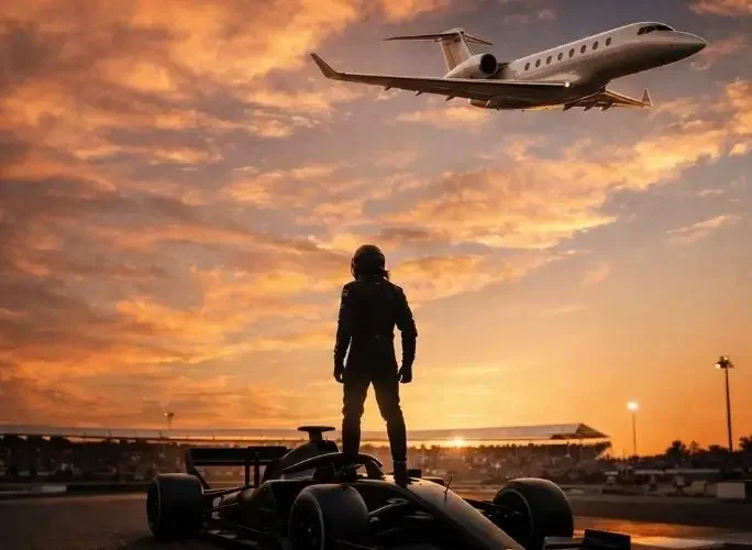 Private jet for a formula 1 race weekend for private jet charter passengers