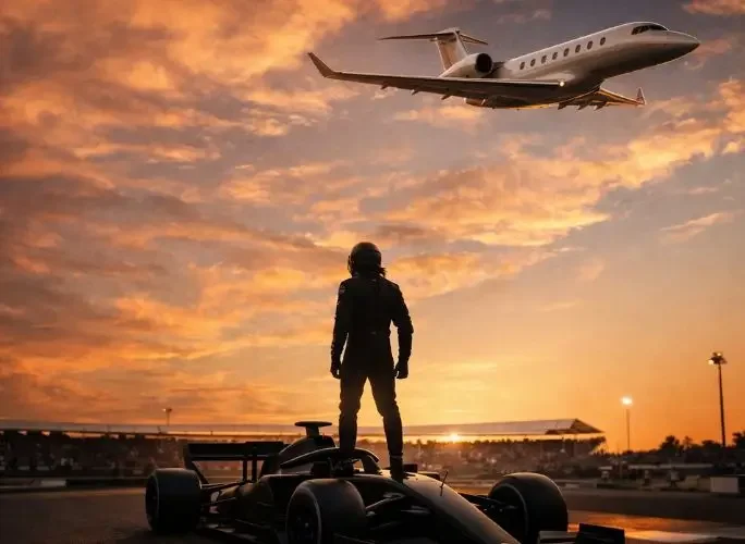 Private jet at an international terminal for a italian grand prix monza 2026 charter departure