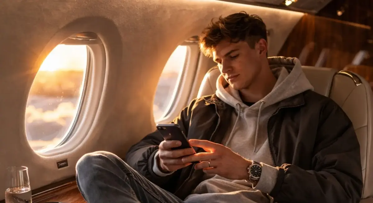 Private jet lounge and tarmac scene at departure for a abu dhabi grand prix 2026 charter