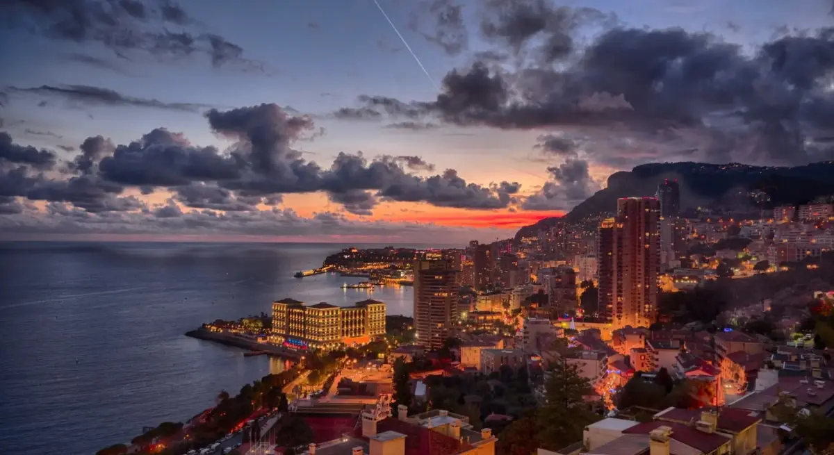 Private jet lounge and tarmac scene at departure for a monaco grand prix 2026 charter