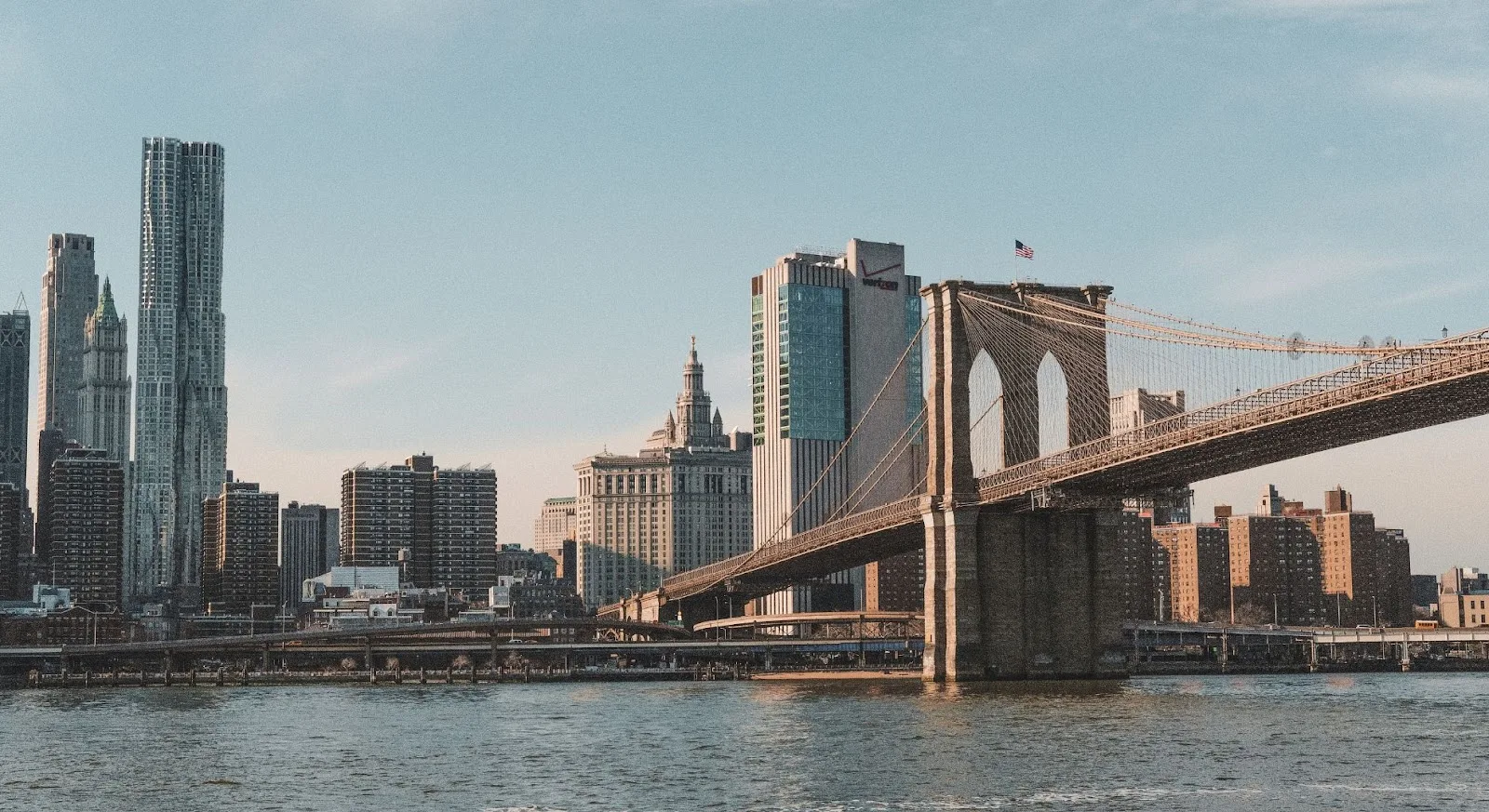 Brooklyn Bridge spanning East River with Manhattan skyline showcasing premium destinations for luxury jet travel
