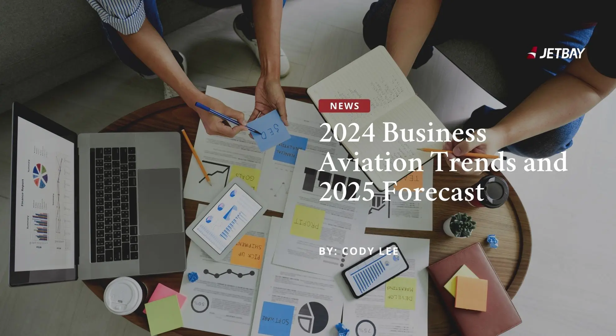 Business professionals collaborating over aviation industry reports and data charts for 2025 forecast analysis