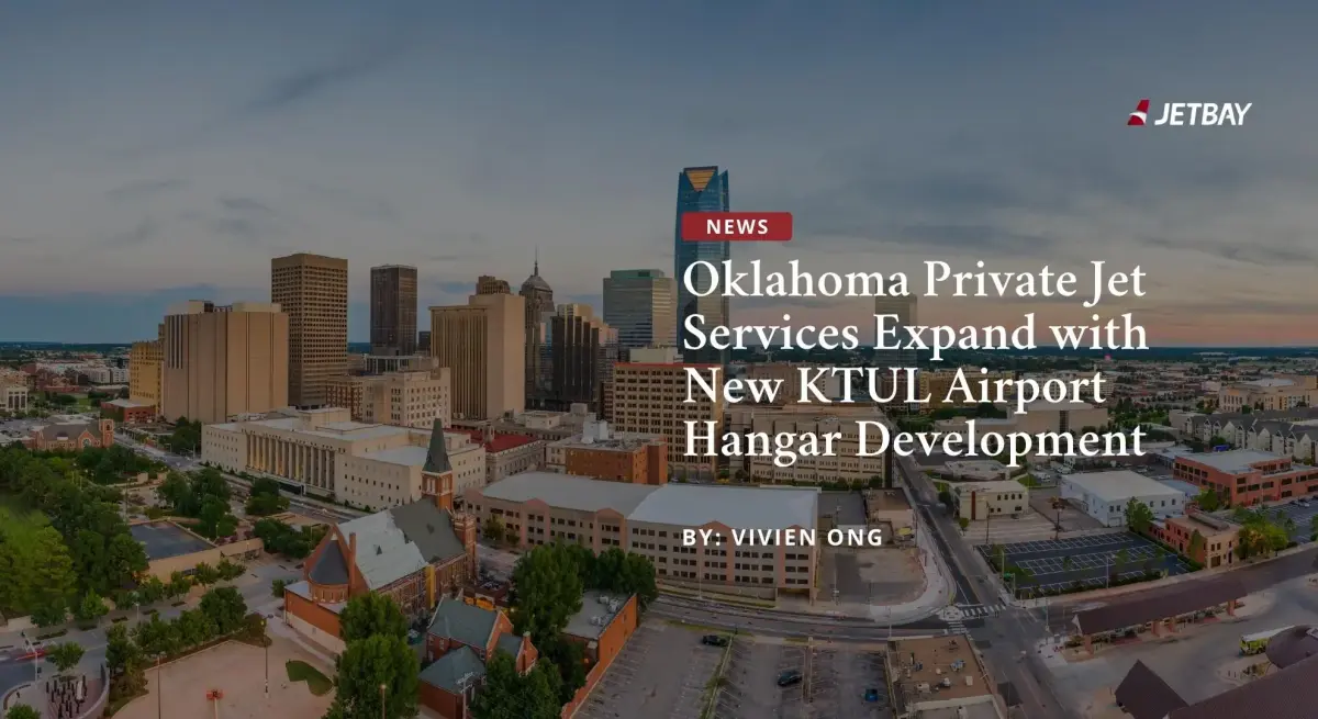 Aerial view of Oklahoma City skyline showcasing urban development supporting JETBAY private jet expansion