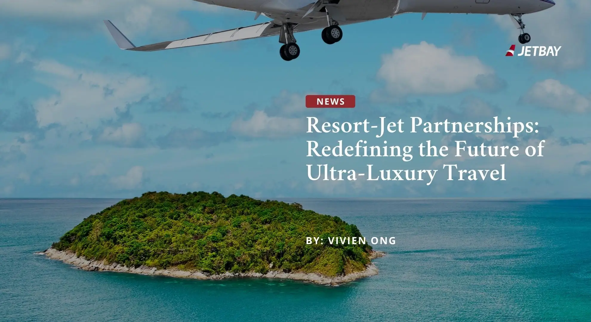 Private jet approaching tropical island resort destination showcasing luxury travel partnerships
