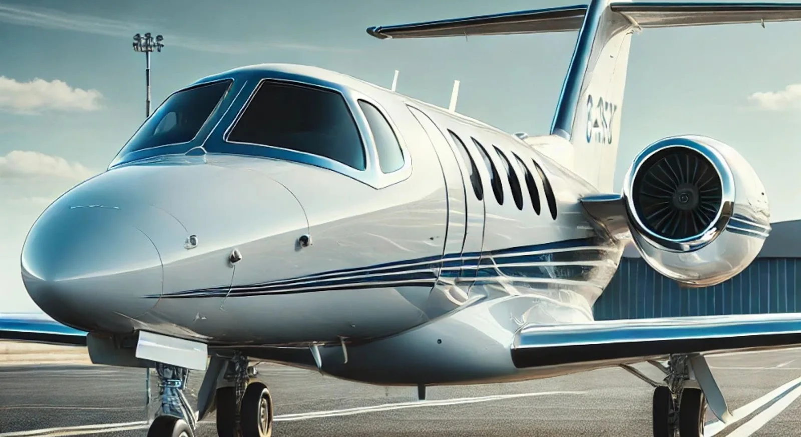 Sleek white private jet parked on tarmac ready for empty leg charter flight between Dublin and Budapest