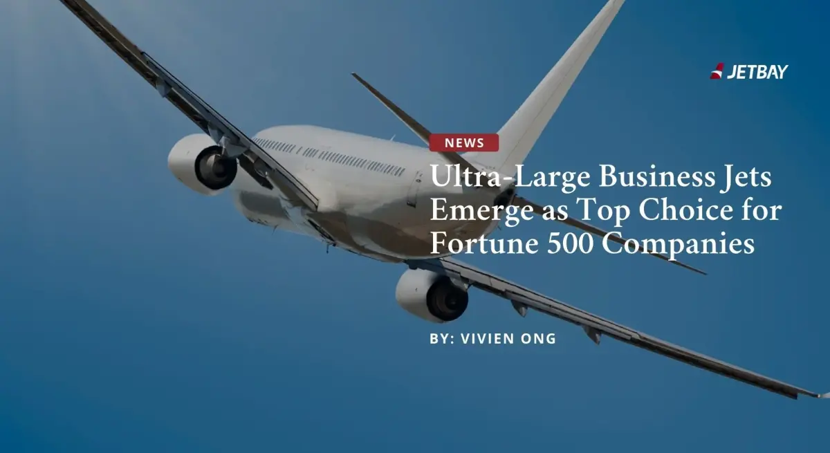 White commercial aircraft soaring through blue sky illustrating Fortune 500 companies' preference for ultra-large business jets