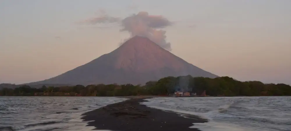 Path towards the dormant, Concepcion volcano at the Ometepe Island, Nicaragua with Cocibolca Lake in the foreground