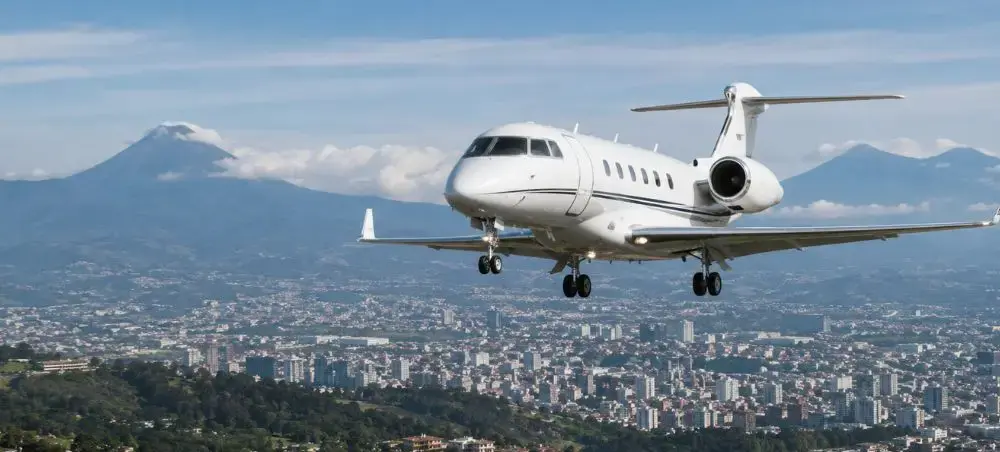 Aircraft approaching Guatemala City over Guatemala’s highland landscape