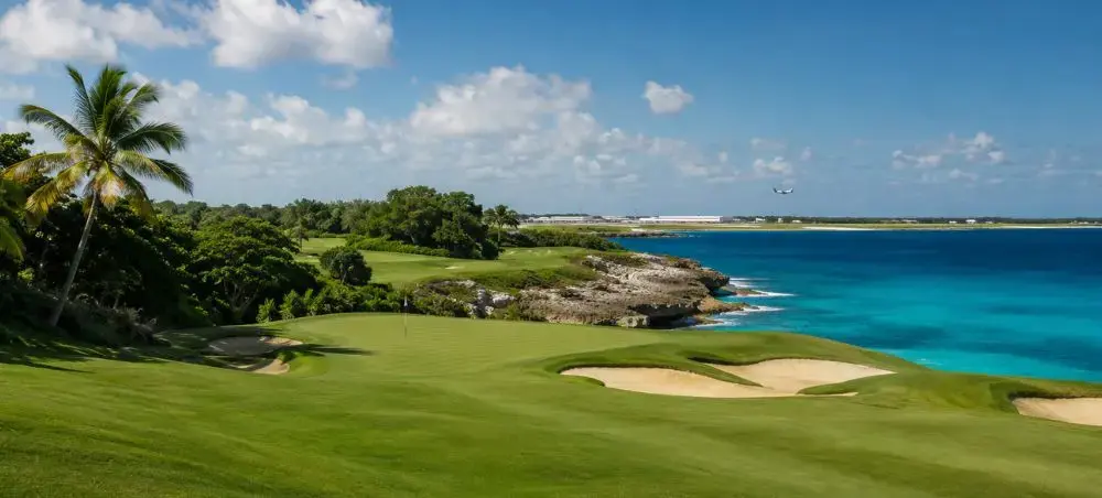 Golf course overlooking the Caribbean Sea in Bridgetown, Barbados