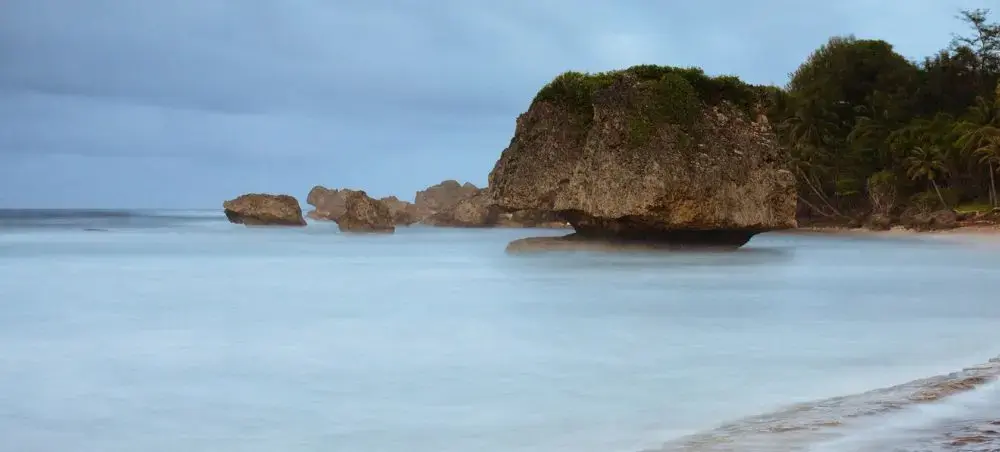Bathsheba coastline with Atlantic waves and rock formations in Barbados