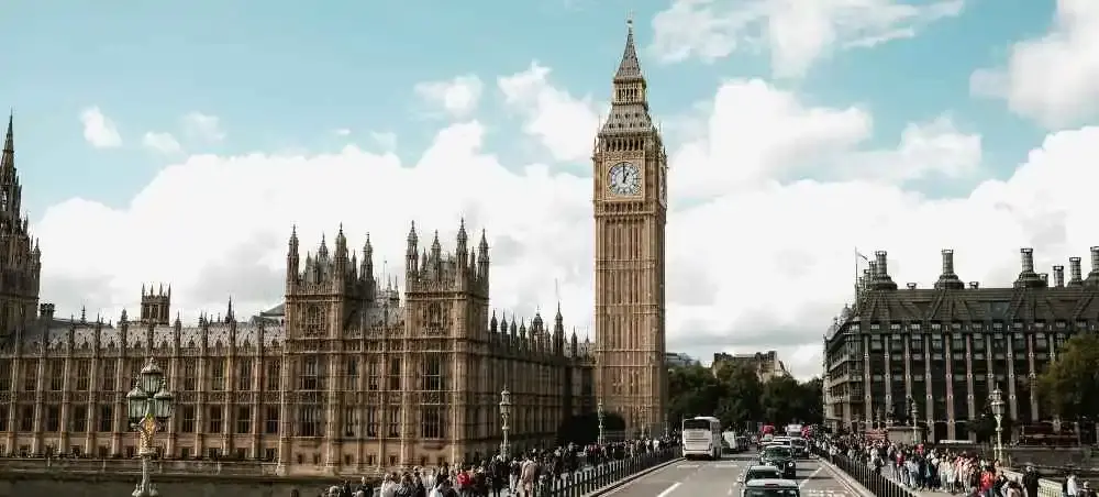 Big Ben and the Houses of Parliament viewed from Westminster Bridge, landmarks accessible by private jet charter to London