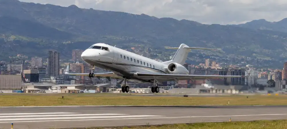 Private jet flying from Bogotá Colombia