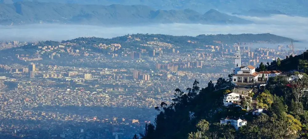 Aerial view of the city of Bogota Colombia