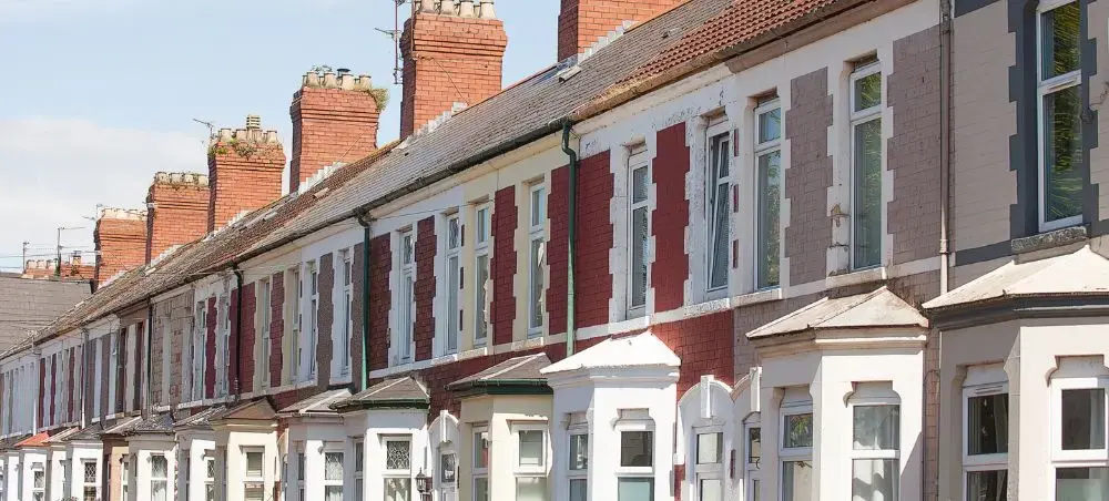 Traditional Victorian terraced houses in a Cardiff neighbourhood, reflecting the city's Welsh architectural heritage