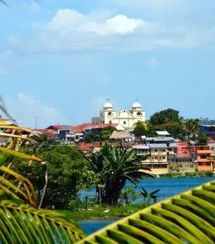 Flores island town on Lake Peten Itza in northern Guatemala