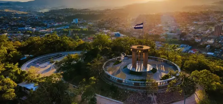Flag of Honduras in Cerro Juana Lainez viewpoint in Tegucigalpa City