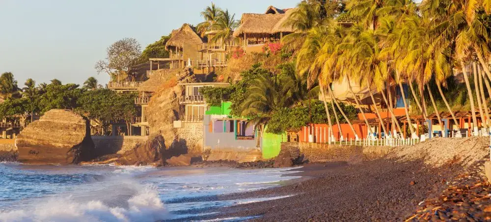 Coastal beach town near La Libertad, El Salvador