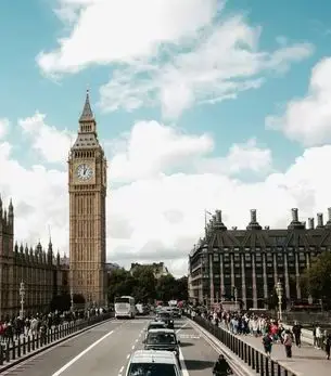 Wide skyline view of central London with Big Ben and Westminister Bridge, illustrating private jet travel to London