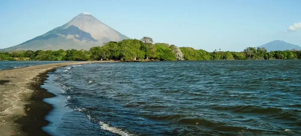 Road from Managua toward volcanic landscapes and inland Nicaragua