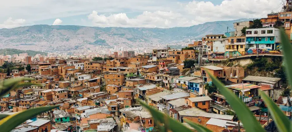 Colorful houses on the hills of Comuna 13 Medellín Colombia