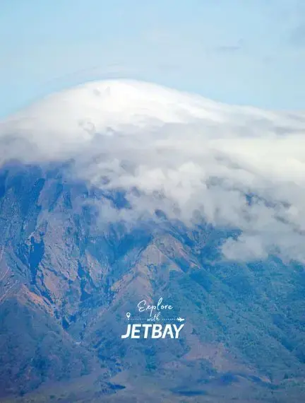 Mombacho Volcano shrouded in lenticular clouds rising above Granada Nicaragua, a iconic landmark near the Islets of Granada