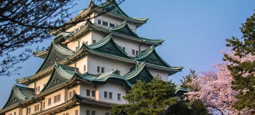 Nagoya Castle in Japan surrounded by trees