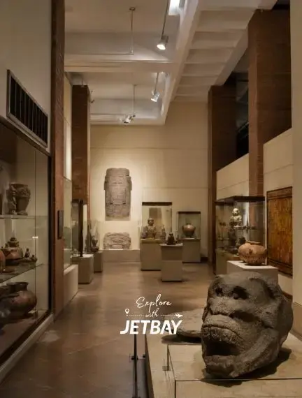 Museum gallery in Guatemala City with Mayan art and archaeological exhibits