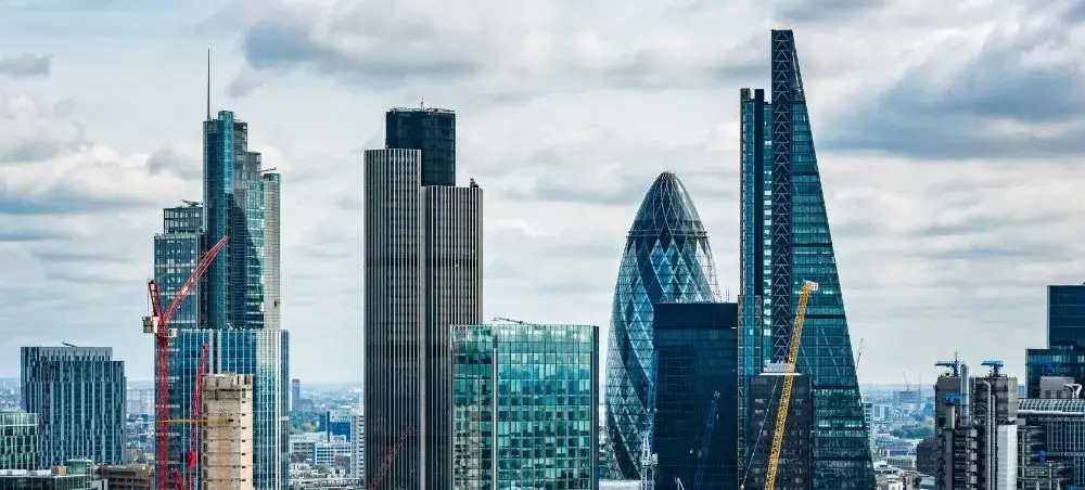 City of London financial district skyline featuring the Gherkin and Leadenhall Building