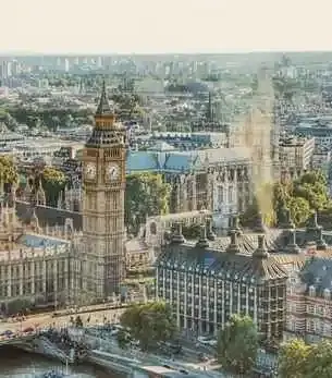 Aerial view of Big Ben and the Houses of Parliament, a premier destination for private jet charter to London, England