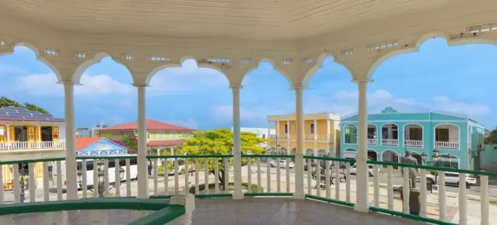 Colorful historic architecture in Puerto Plata near the Dominican Republic north coast