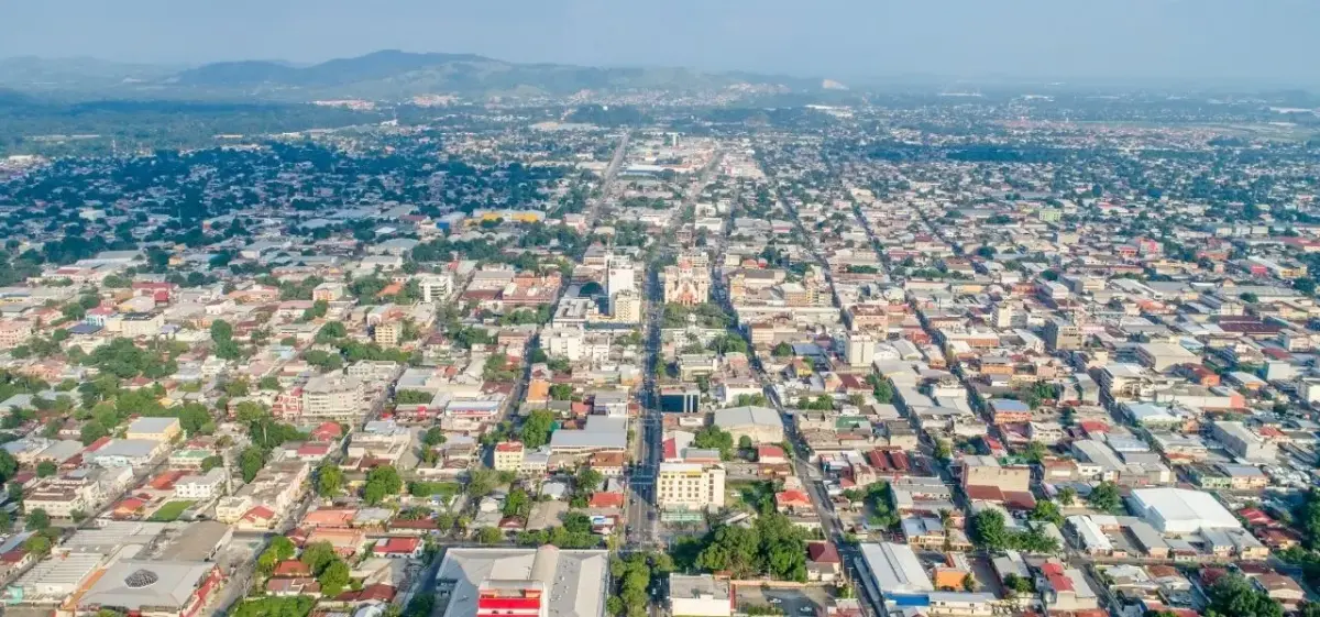 Aerial view of San Pedro Sula, Honduras, in the Sula Valley