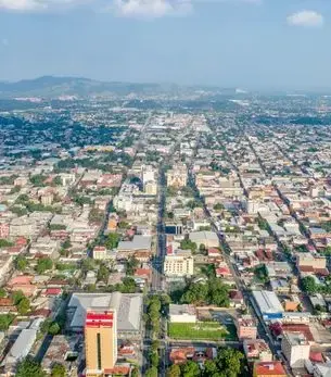 Aerial view of San Pedro Sula, Honduras, in the Sula Valley
