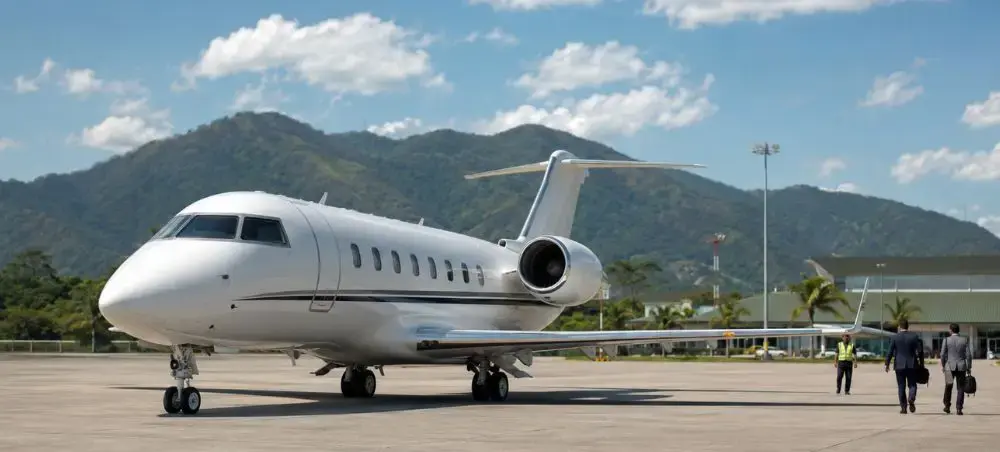 Private jet on the apron at San Pedro Sula airport in Honduras