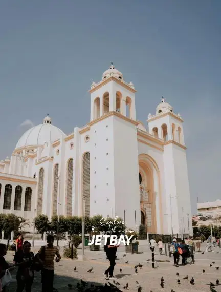 Historic public square and architecture in central San Salvador