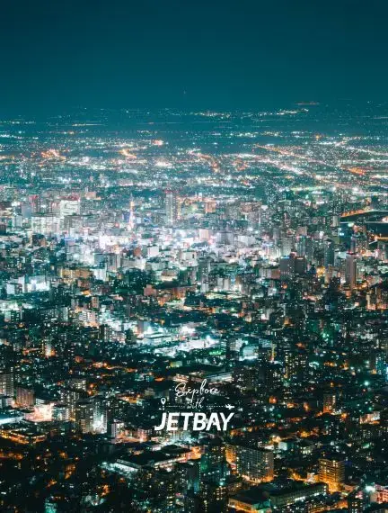 Night view of Sapporo city from Mount Moiwa in Japan at night