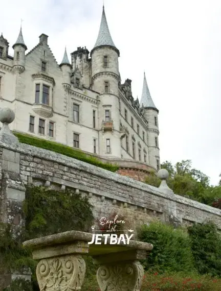 Dunrobin Castle and formal gardens overlooking the Moray Firth in Sutherland