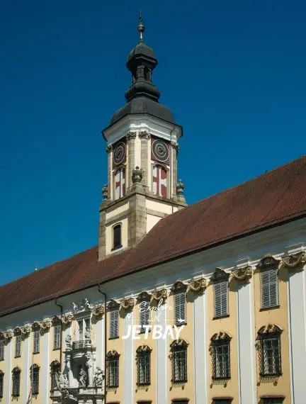 St. Florian Abbey facade and courtyard in Linz-Land District, Upper Austria