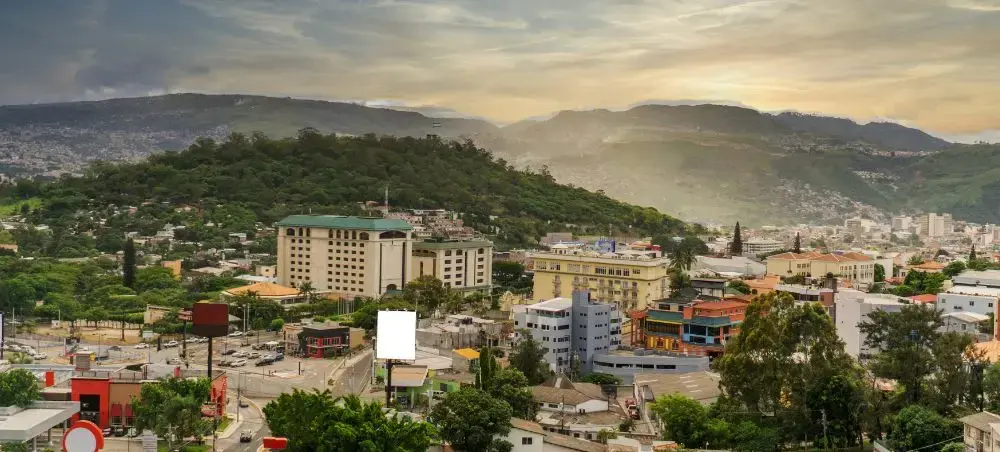 Hillside neighborhoods and roads in Tegucigalpa, Honduras