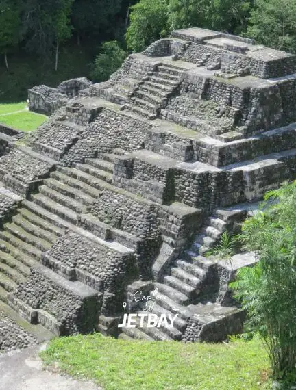 Yaxha Maya ruins surrounded by forest near Flores, Guatemala