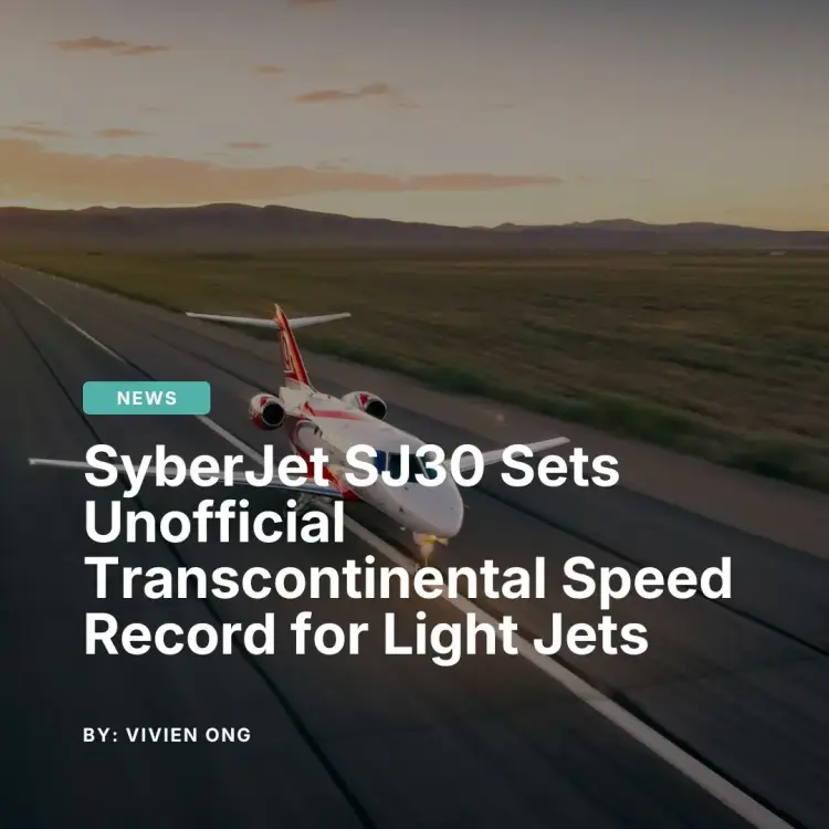 SyberJet SJ30 light jet accelerating down a remote runway at sunset, showcasing the speed and performance